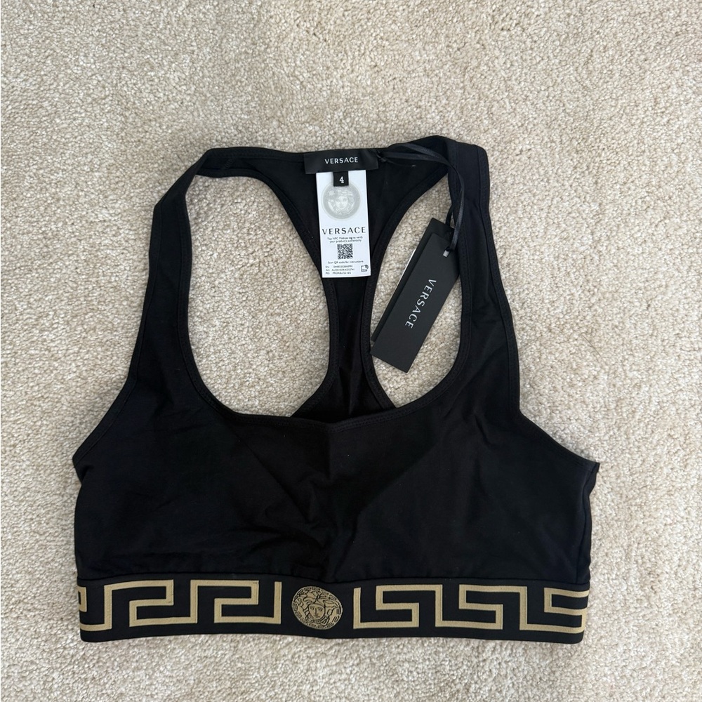Versace Black Sports Bra with Gold Detailing